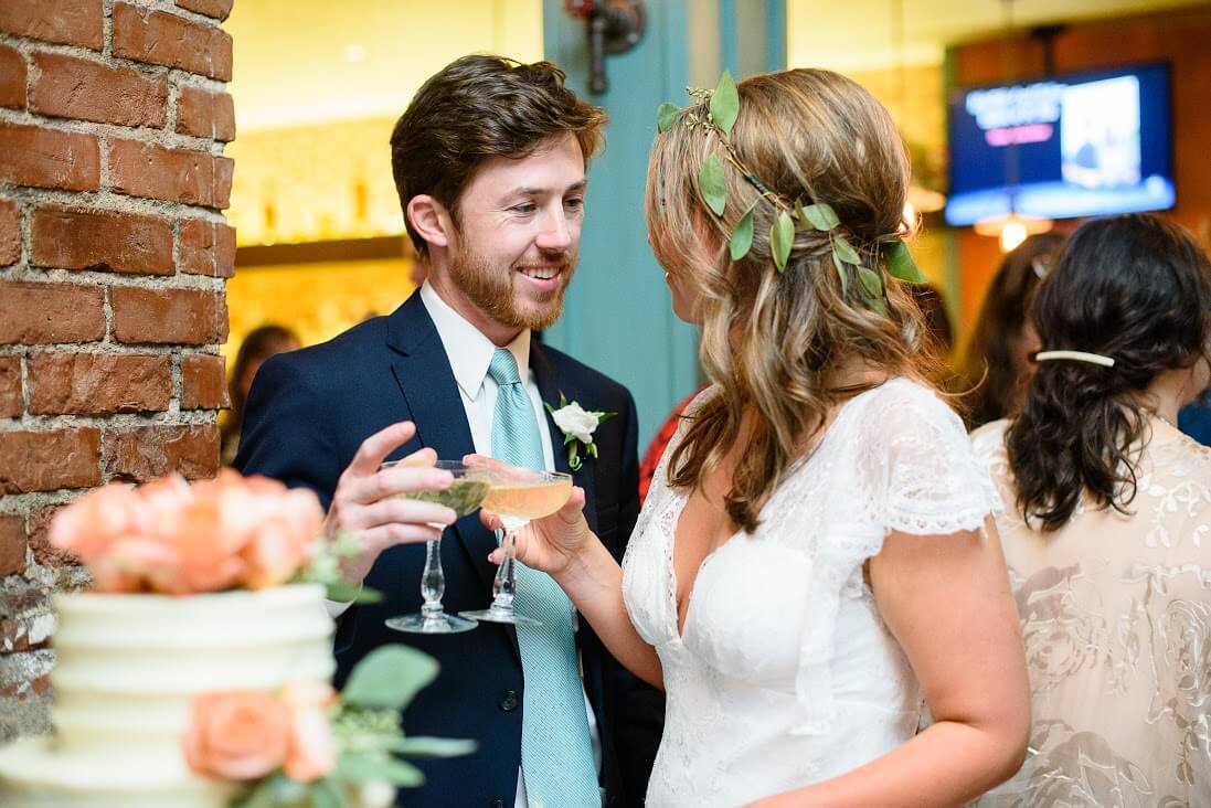 Chelsea and John-Michael share a toast to a happy day. “We approached the day as a chance to celebrate everyone else — to show our love and gratitude for them and their support of our relationship and union,” says John-Michael.