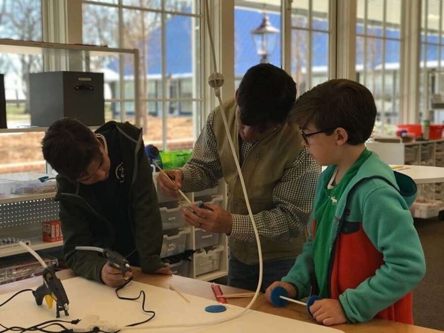 The "maker-style" learning environment invites kids to get hands-on with their work. Image: Facebook