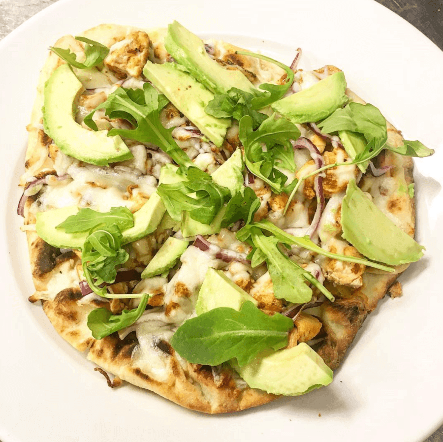 BBQ chicken & avocado pizza