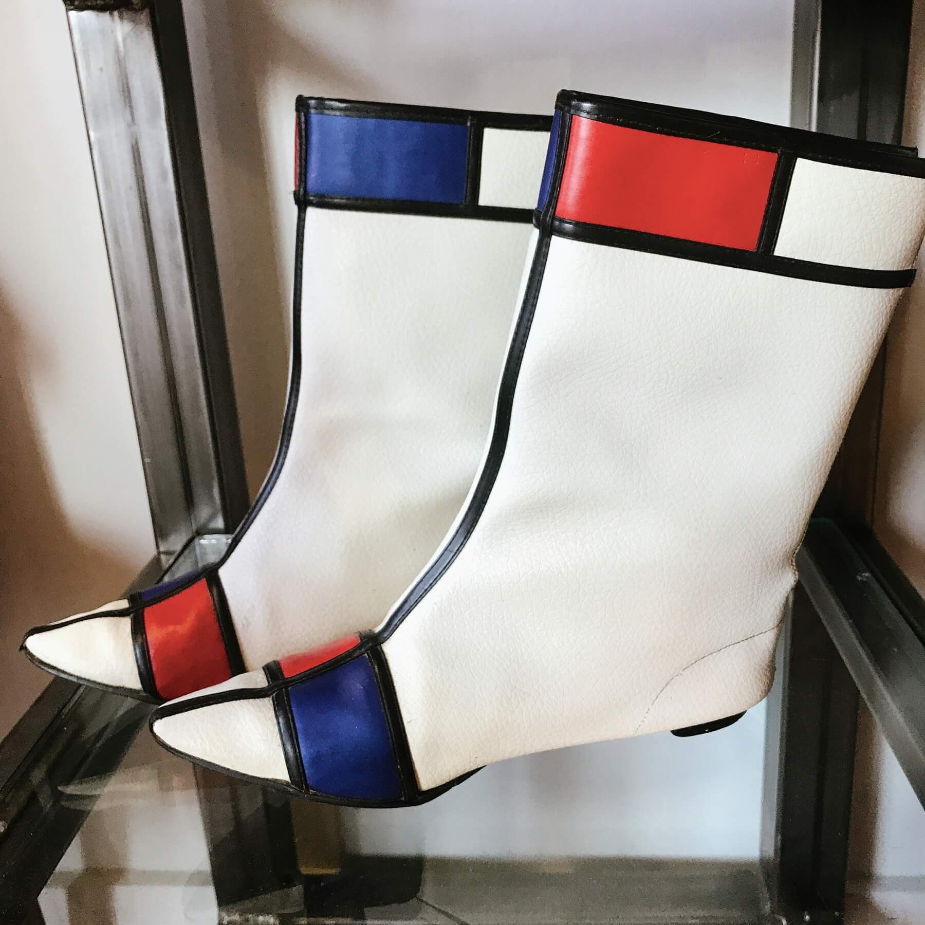 "These killer, mid-1960s Mondrian-style Hi Brow mod boots are extremely rare —takes my breath away," says Katie. "These killer, mid-1960s Mondrian-style Hi Brow mod boots are extremely rare —takes my breath away," says Katie.