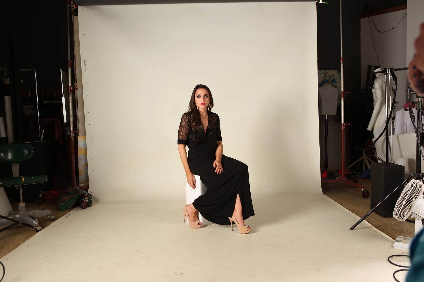 Katie says this image is "a play on a modern, royal self-portrait with exposed studio background, wearing a stunning 1940s black rayon gown with lace yoke." Image: Brent Shrewsbury Katie says this image is "a play on a modern, royal self-portrait with exposed studio background, wearing a stunning 1940s black rayon gown with lace yoke." Image: Brent Shrewsbury