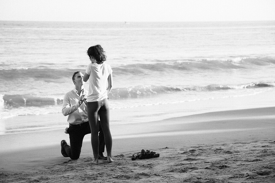 Spencer popped the question on the beach outside of Elam's Malibu apartment during sunset.