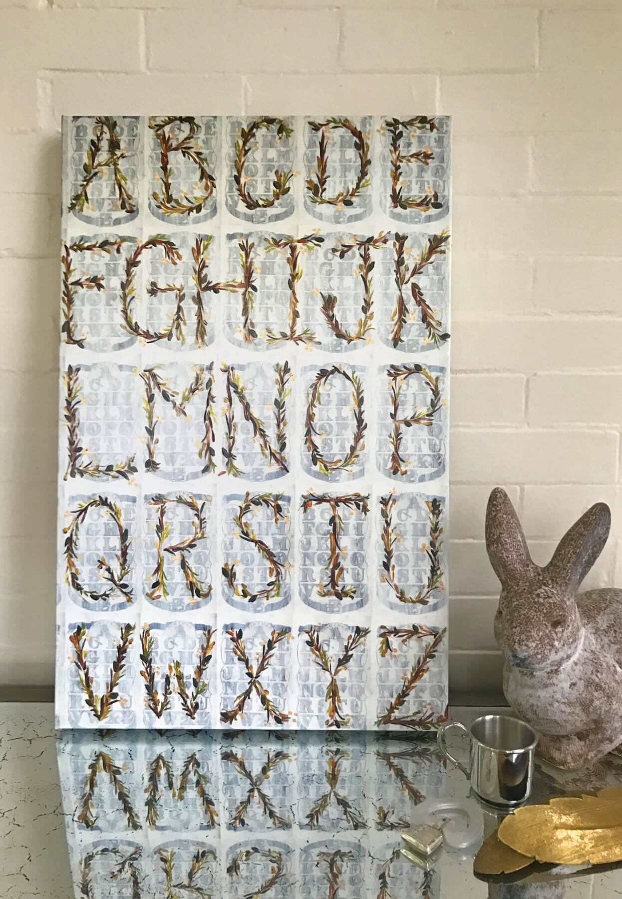 Artist Dorothy Collier's "Floral ABCs," 16 x 25-inch giclee on canvas, $175, at Bingham on Broad