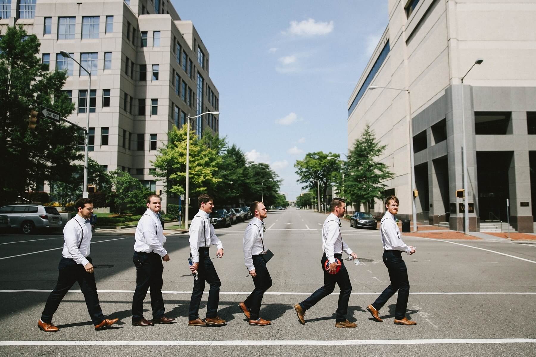 Who doesn't love a good groomsmen’s “Abbey Road” recreation!