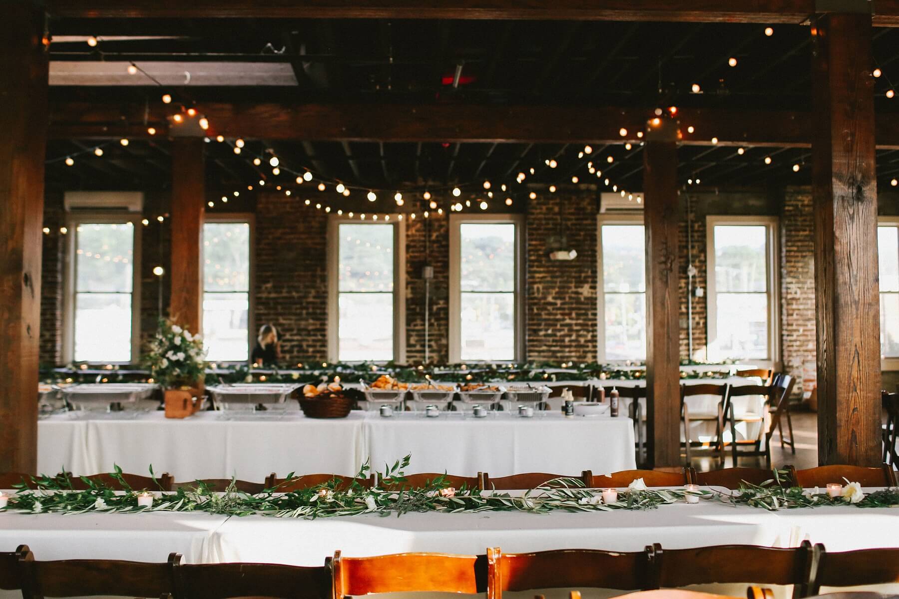 Long tables filled the space for the reception. 