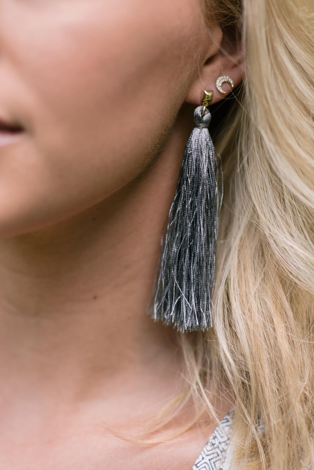 From Manhattan South: Flaca Bullet Tassel XL in Charcoal, $100. 