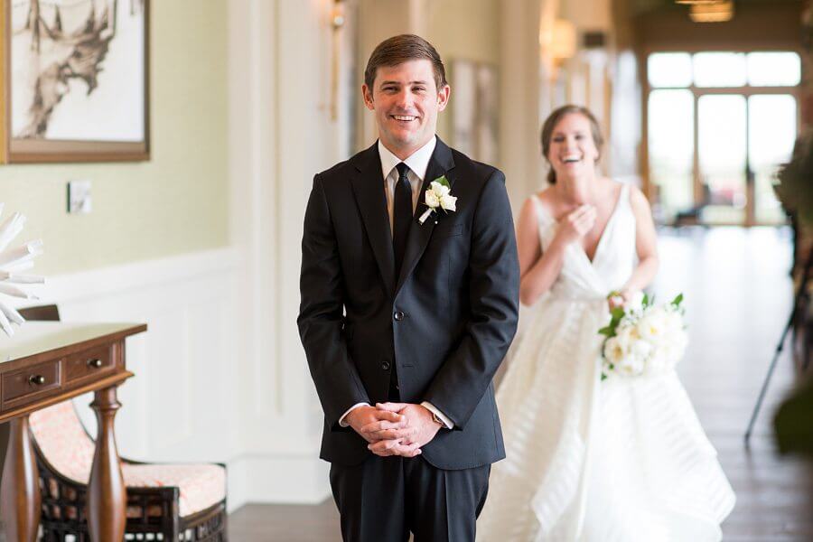 The couple shared a first look before the ceremony. 