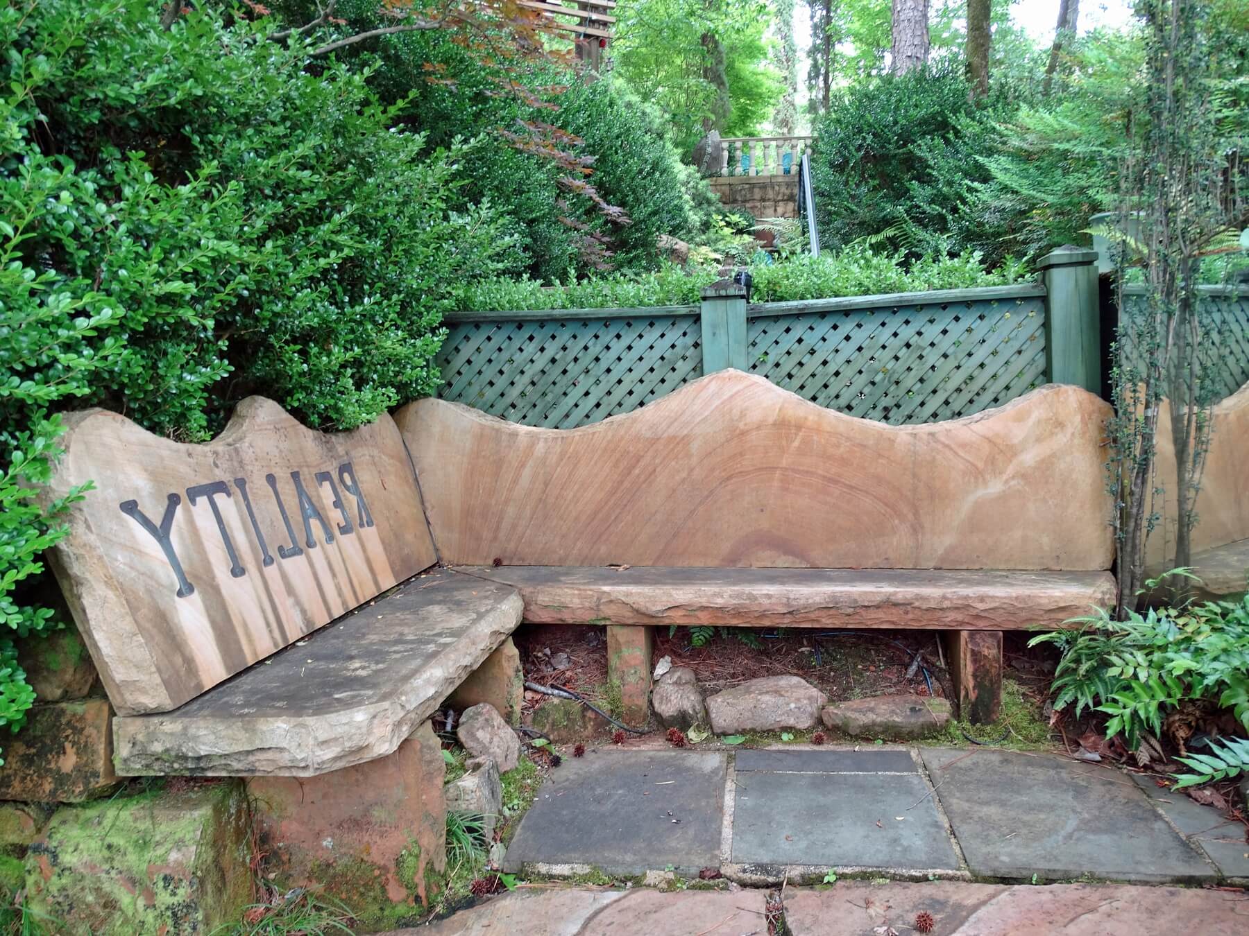 “If you come to it one way, people don’t even realize it’s a mirror," says Jim of this bench. "So, I was sort of concluding that reality can be the exact opposite of what you think it is, but anyways, that’s neither here nor there.”