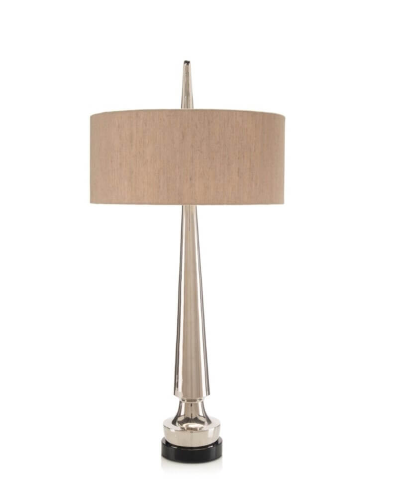 The contemporary 'Nickel Spear Lamp' in brushed aluminum is inspired by the church steeple. Image: The John Richard Collection The contemporary 'Nickel Spear Lamp' in brushed aluminum is inspired by the church steeple. Image: The John Richard Collection