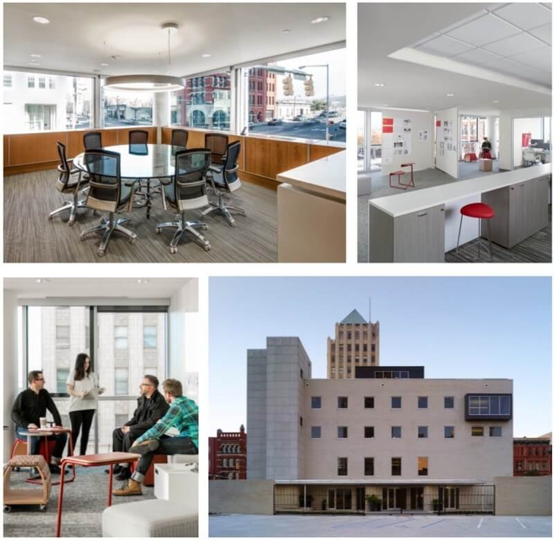 The expansive walls of glass add great light to the open-office space concept and collaborative spaces. Image: Luker Photography The expansive walls of glass add great light to the open-office space concept and collaborative spaces. Image: Luker Photography