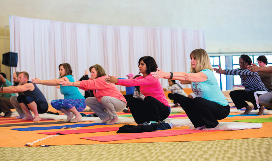 Participants in Free Yoga Day enjoy the benefits of this ancient practice.