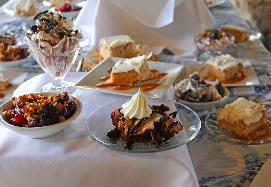 The dessert spread is something behold — each one is delicious! Cataloochee Guest Ranch