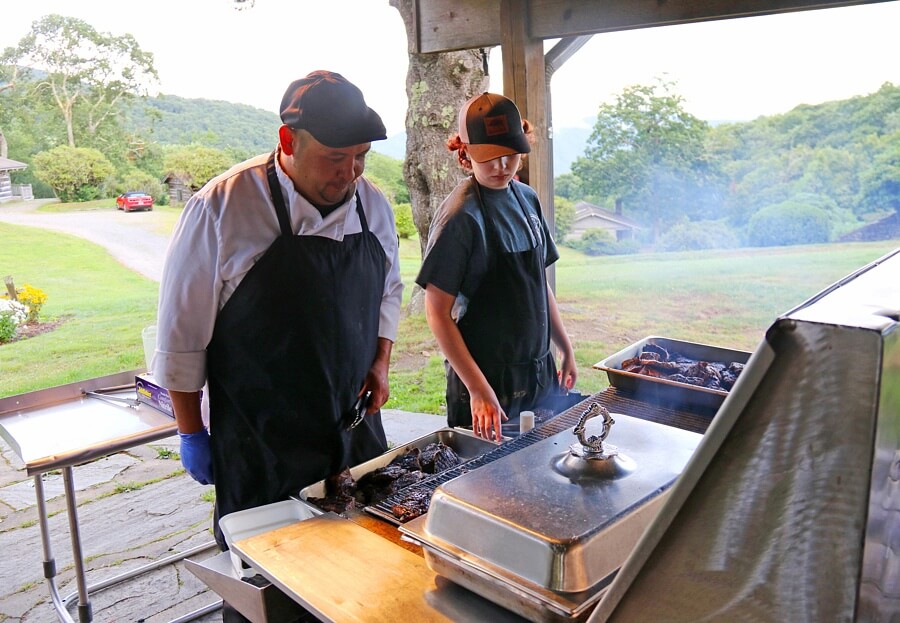 Here, Chef CJ and his assistant are preparing to serve the ranch patrons. Cataloochee Guest Ranch