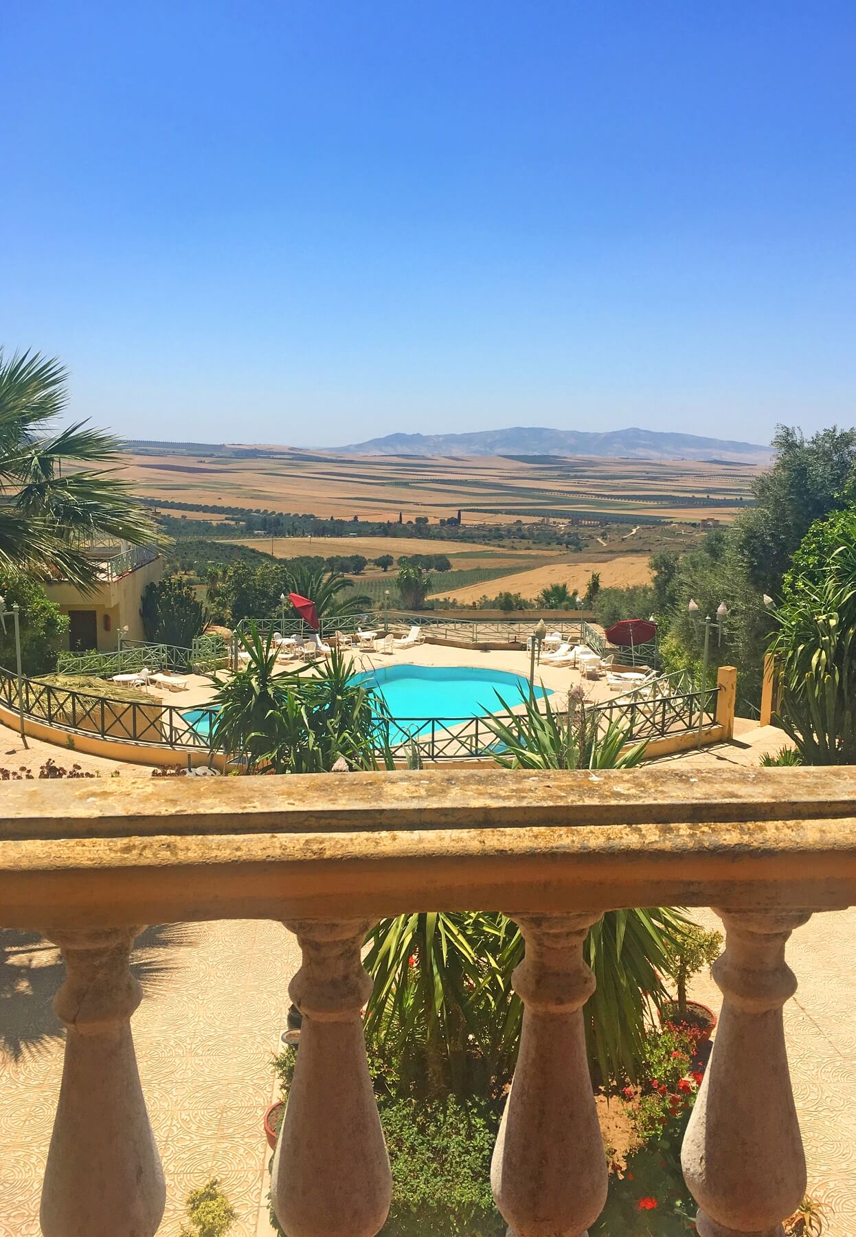 The view from a hotel restaurant in Meknes