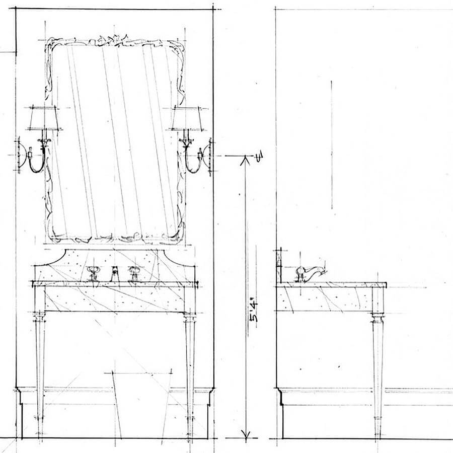 Peter sees the importance of putting pencil to paper when initiating a design. Check out these Powder Rooms