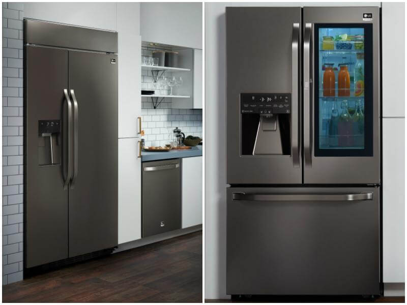 Nate chose the this state-of-the-art refrigerator with its black stainless steel finish for his own personal kitchen. When you tap the right door twice, it becomes transparent. Watch our video to see Nate demonstrate this cool technology!