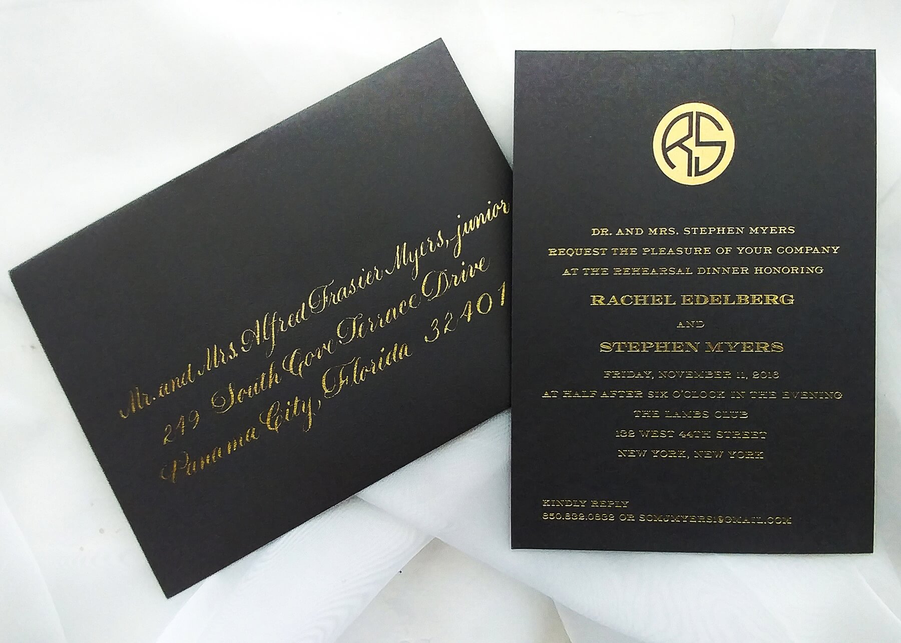 Black and gray invitations, which are becoming more and more common, lend a formal tone to the event at hand. stationery