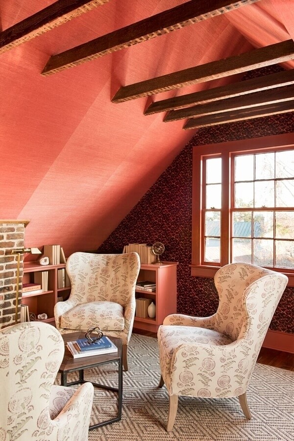 Shades of paprika distinguish this library in 86 Cannon.