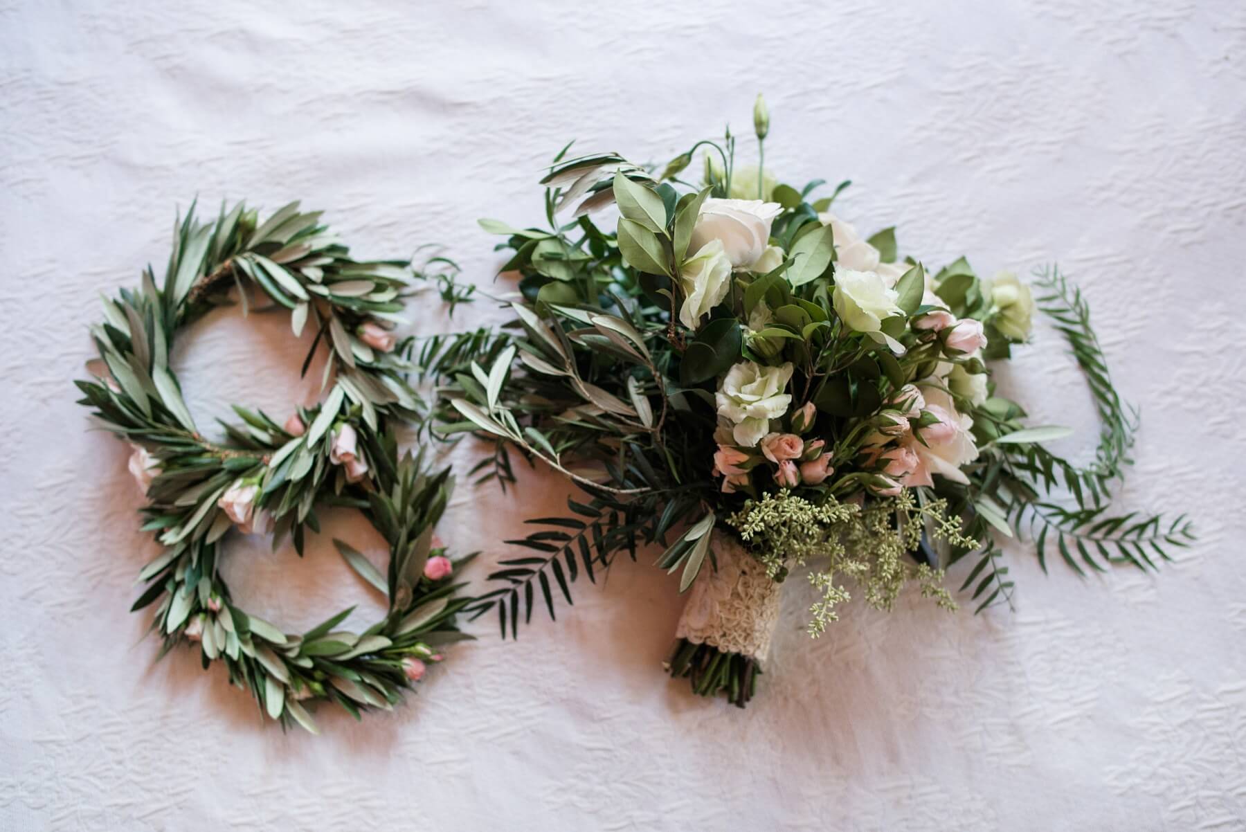 Lush greenery was an important component of the look of the wedding for Sarah Kate and Juan. The flower girls wore crowns made of olive branches picked from the tree outside of Juan’s childhood home. How dreamy! Argentina Wedding