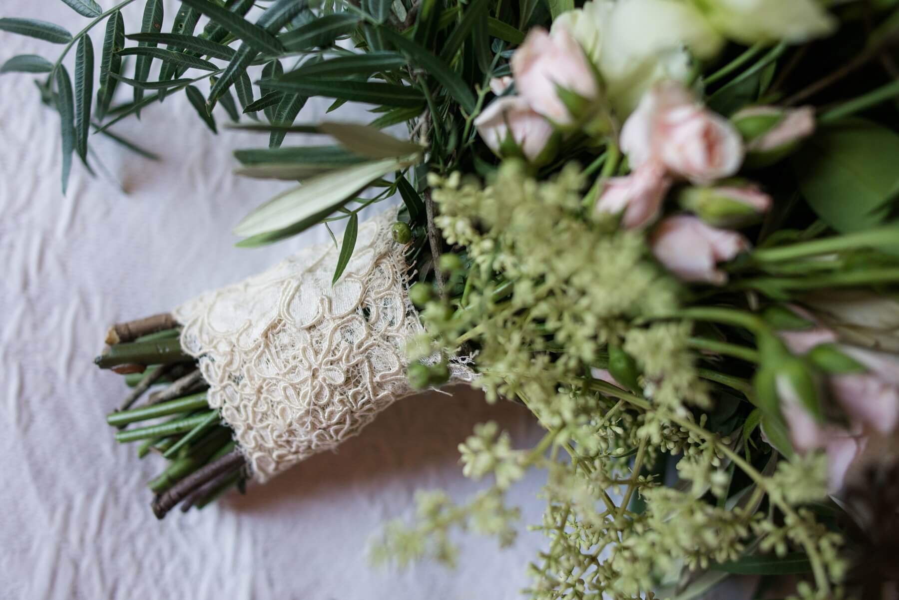 A surprise for the bride: Sarah Kate’s mother arranged for the florists to wrap a bit of lace trimmed from her own wedding dress around Sarah Kate’s bridal bouquet. The perfect “something old” to carry for good luck! Her something new was her gown, of course, and Sarah Kate borrowed her cousin’s cathedral-length veil for the ceremony — she was third bride in the family to wear it! A blue garter completed the tradition. Argentina Wedding