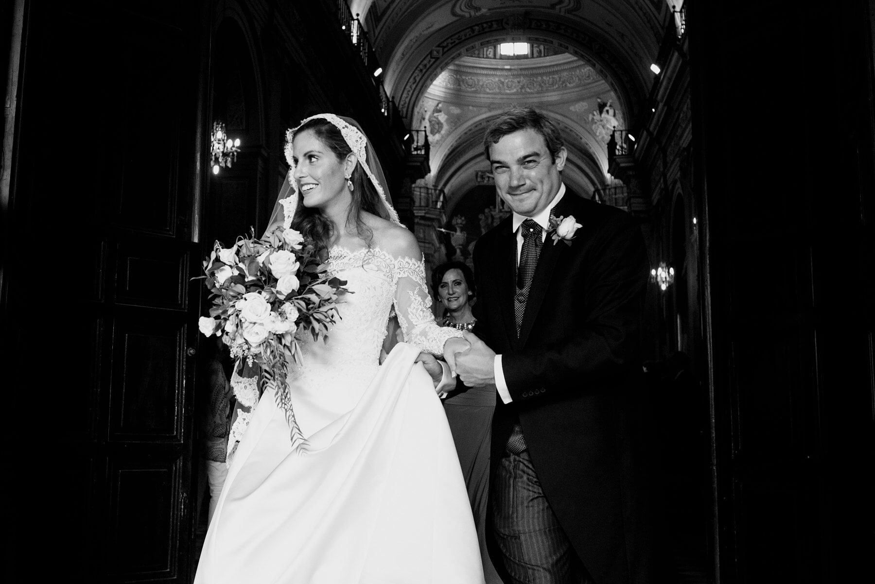 The happiest bride and groom exit the church after exchanging their vows. Argentina Wedding