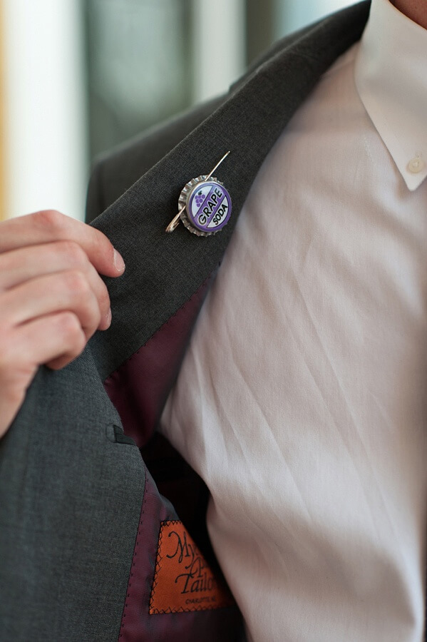Diana gave Jeff this grape soda pin to wear, just like Carl and Ellie in the movie Up.