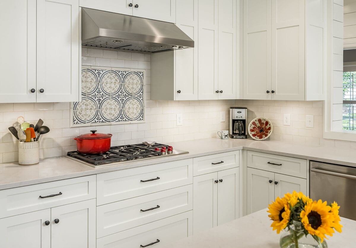 This backsplash is a welcomed design detail in the space. This backsplash is a welcomed design detail in the space.