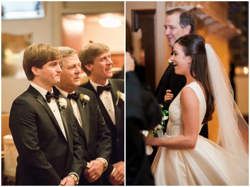 Choosing not to do a first look maintained an important tradition for Hunter and Miller and made the walk down the aisle that much more special. “We really wanted to make that moment really exciting and fun,” Miller says. “He hadn’t seen me. No one had seen my dress until my bridesmaids saw it two hours before the wedding. It was all just a surprise and a really happy moment.”