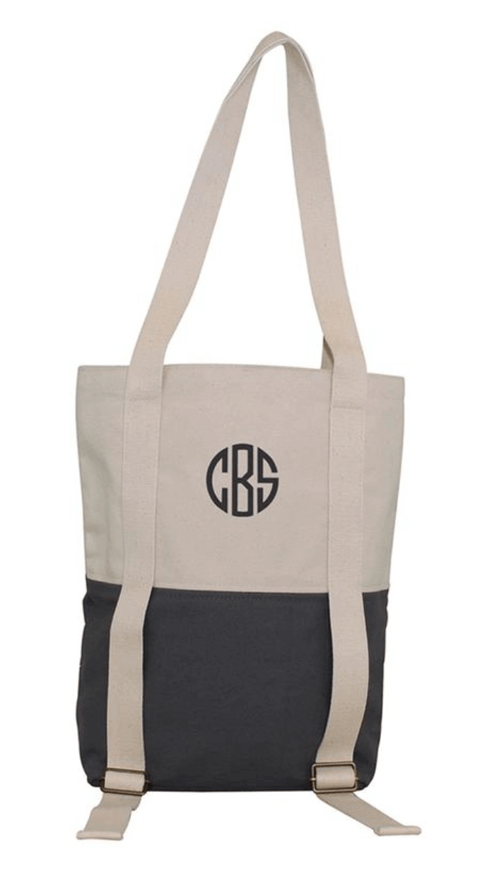 Monogrammed yoga mat tote bag, $30, at Modern Monograms | Image: Modern Monograms Monogrammed Yoga Mat Tote Bag at Modern Monograms
