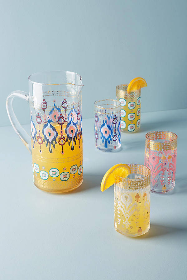 No bar is complete without fun and festive glasses and these patterned options are a fabulous option. They add a charming bohemian feel without going over the top. These, at Anthropologie, are $10 each. Details here. No bar is complete without fun and festive glasses and these patterned options are a fabulous option. They add a charming bohemian feel without going over the top. These, at Anthropologie, are $10 each. Details here.