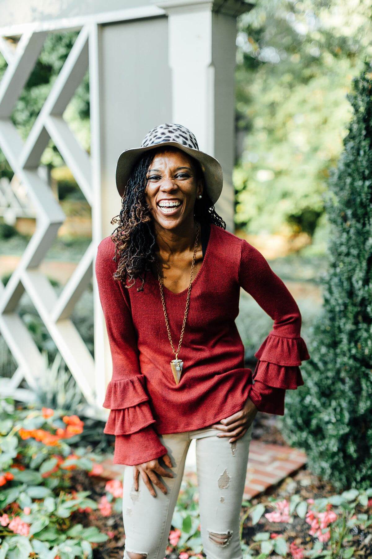 This funky and fun look from Lori James mirrors Stephanie's joyful energy!