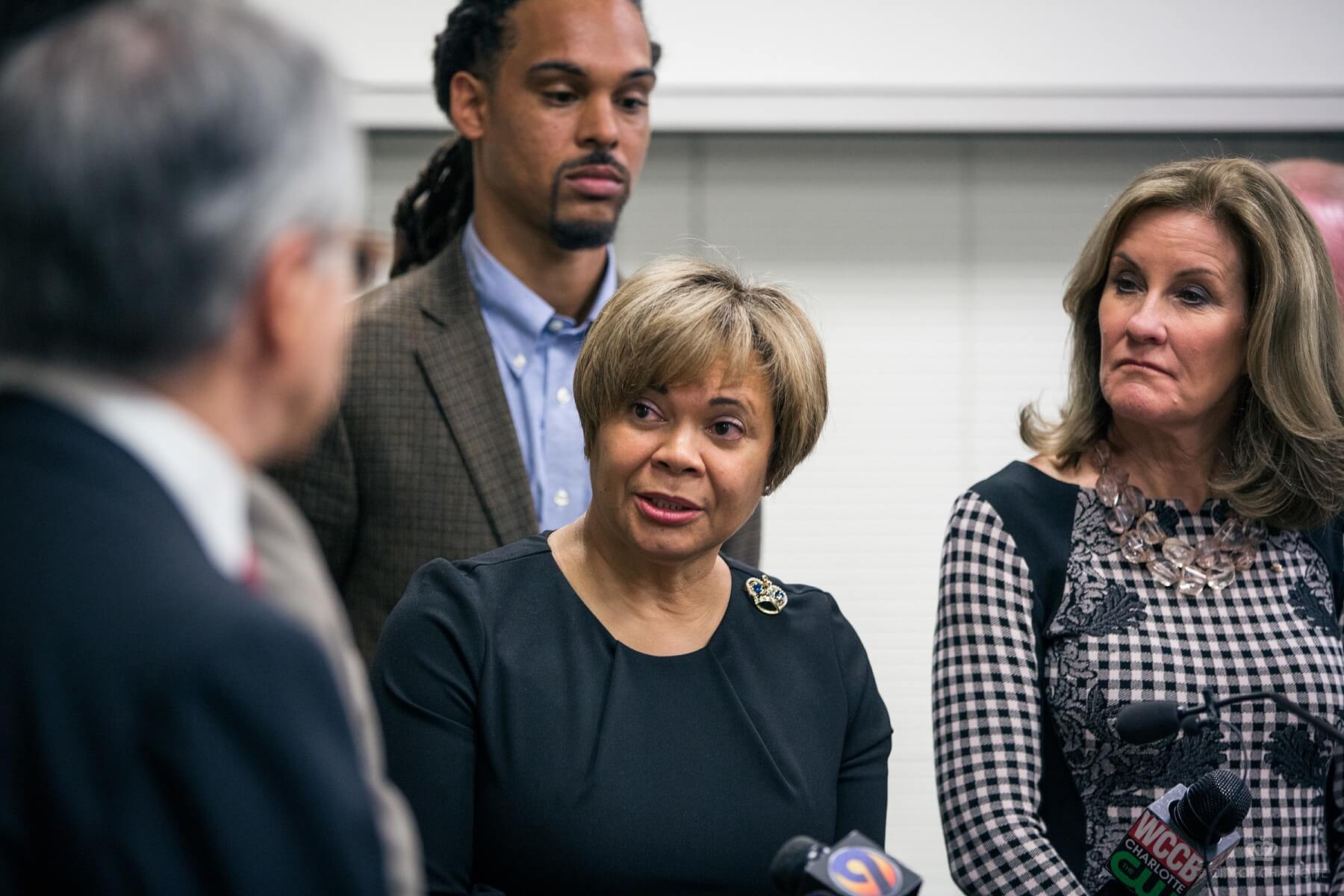 Charlotte Mayor Vi Lyles speaks to the press.