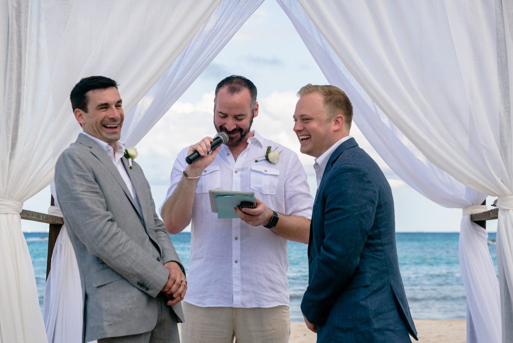 “Our friend Greg performed the ceremony,” says Doug. “He took our planned ceremony and put his personal spin on it with a few jokes and hints of sarcasm to keep the mood light.”