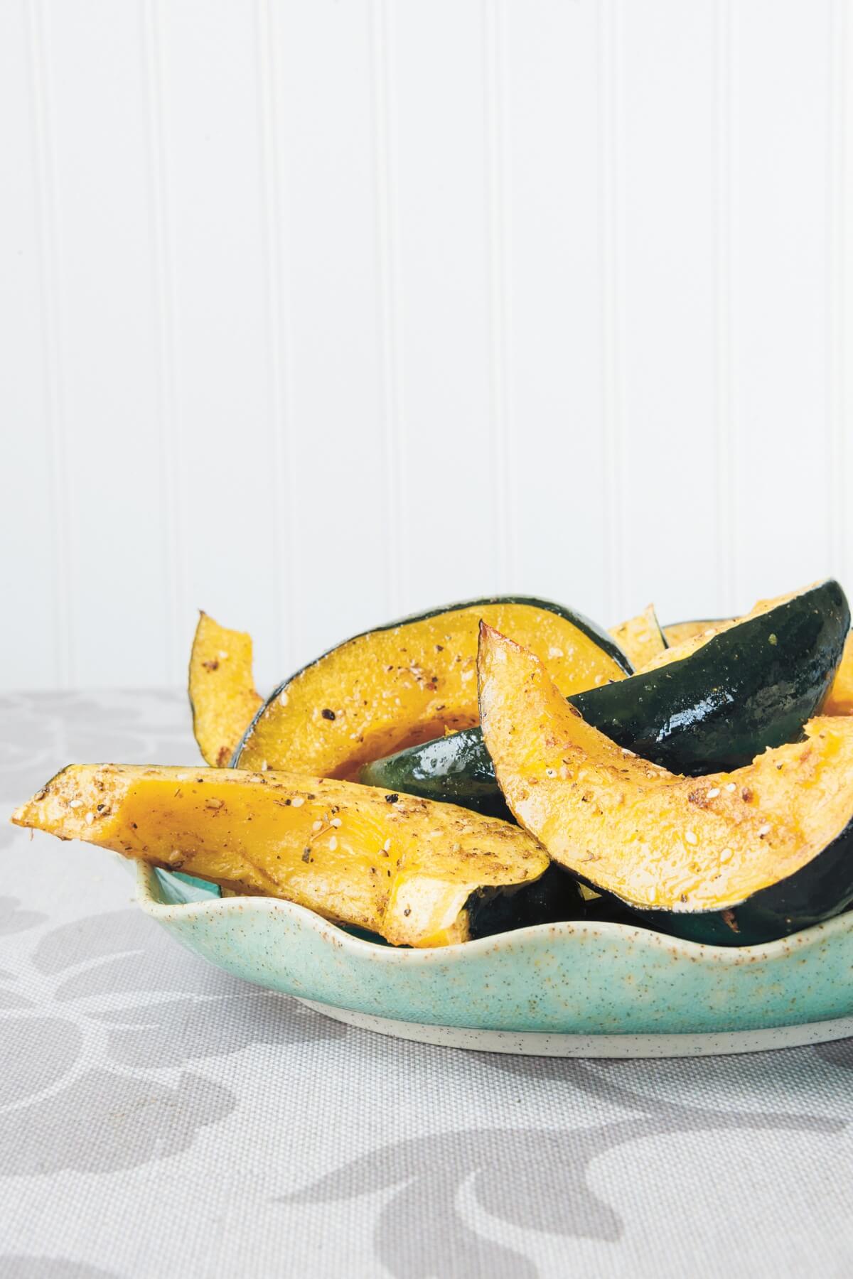 Oven-Roasted Acorn Squash With Dukka Spice vegetarian recipe