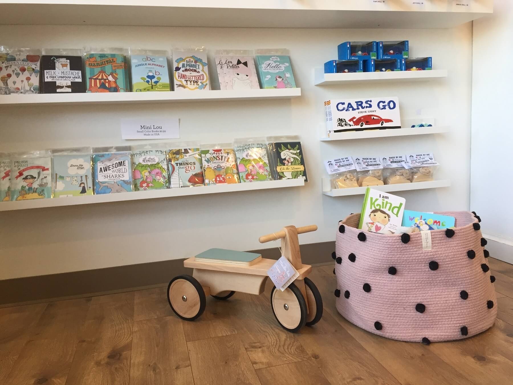 Swell Forever considers it's youngest, most curious customers by putting shelves and merchandise low to the ground.