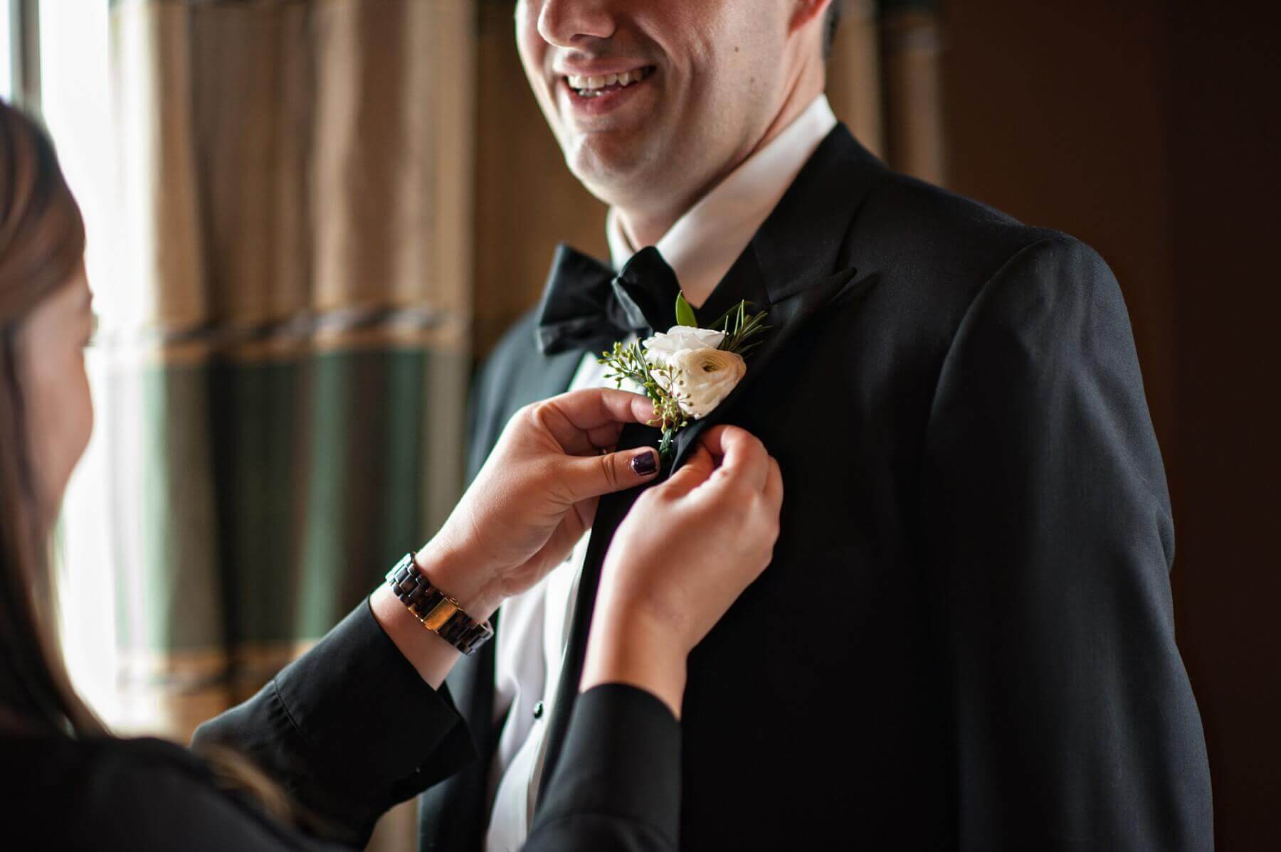 A Gorgeous Winter Wedding at Charlotte Country Club - 4 A boutonniere for Charlie
