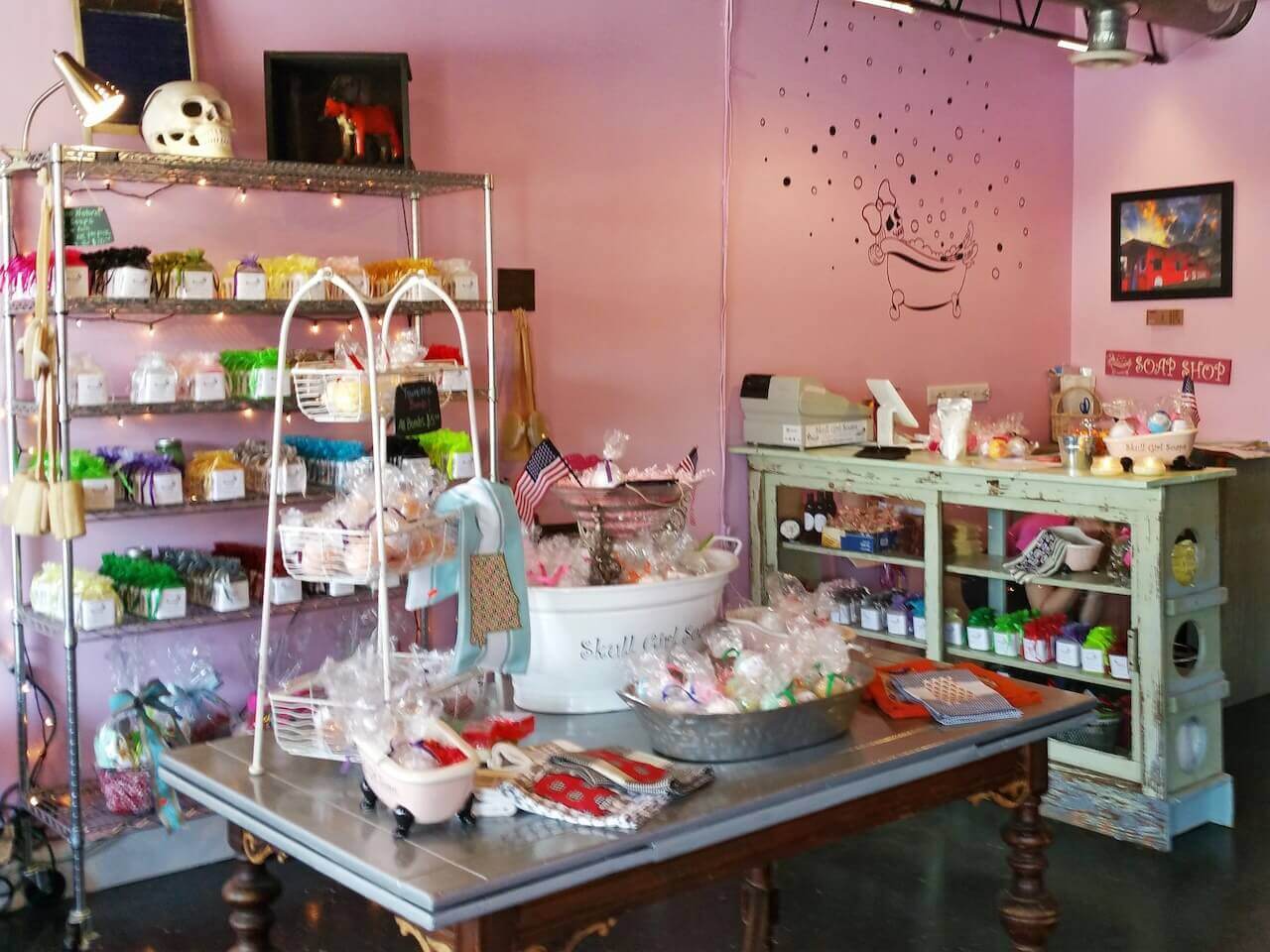 Skull Girl Soaps' shop is pretty in pink!