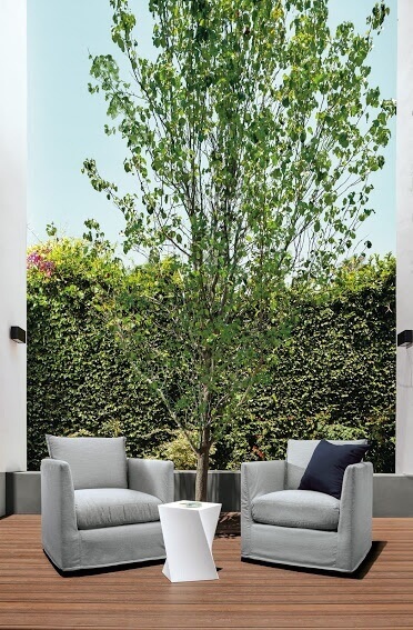 Sunbrella can withstand the harshest weather conditions. Room & Board's Palm collection is created with weather-resistant fabrics.