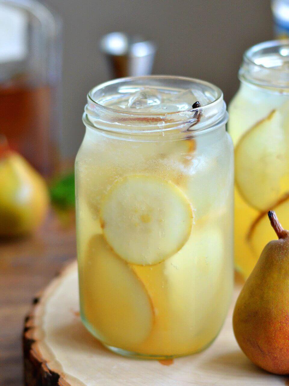 This spiced bourbon pear smash is a beautiful and refreshing fall cocktail.