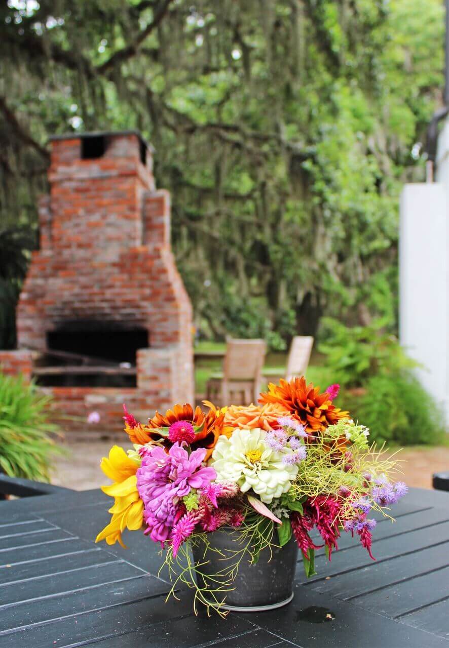 Flowers are switched out often in the summer, since the resort’s gardens feature all sorts of homegrown flora.