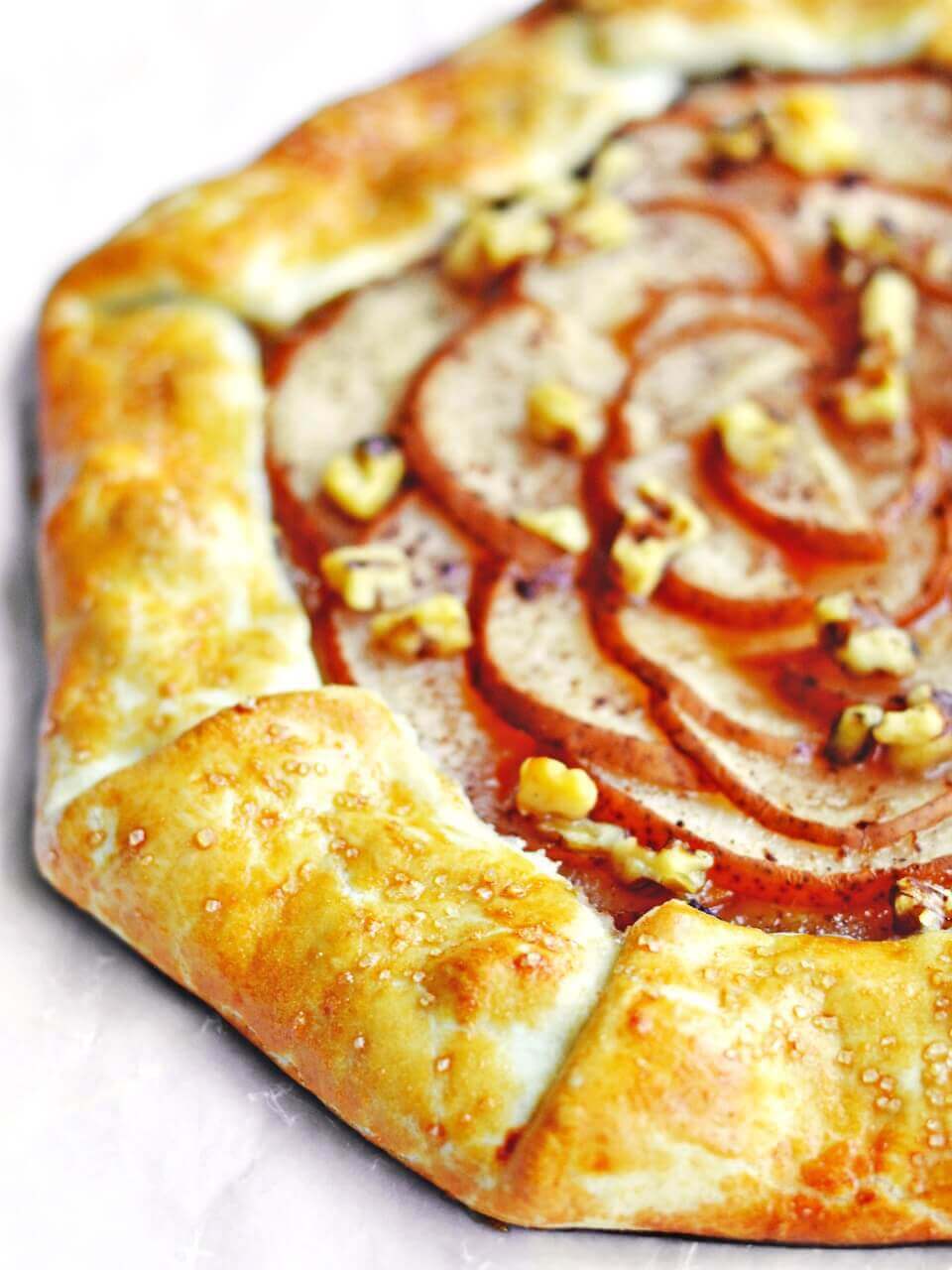 This golden crust topped with roasted pear slices and walnuts is the very picture of an ideal fall treat.