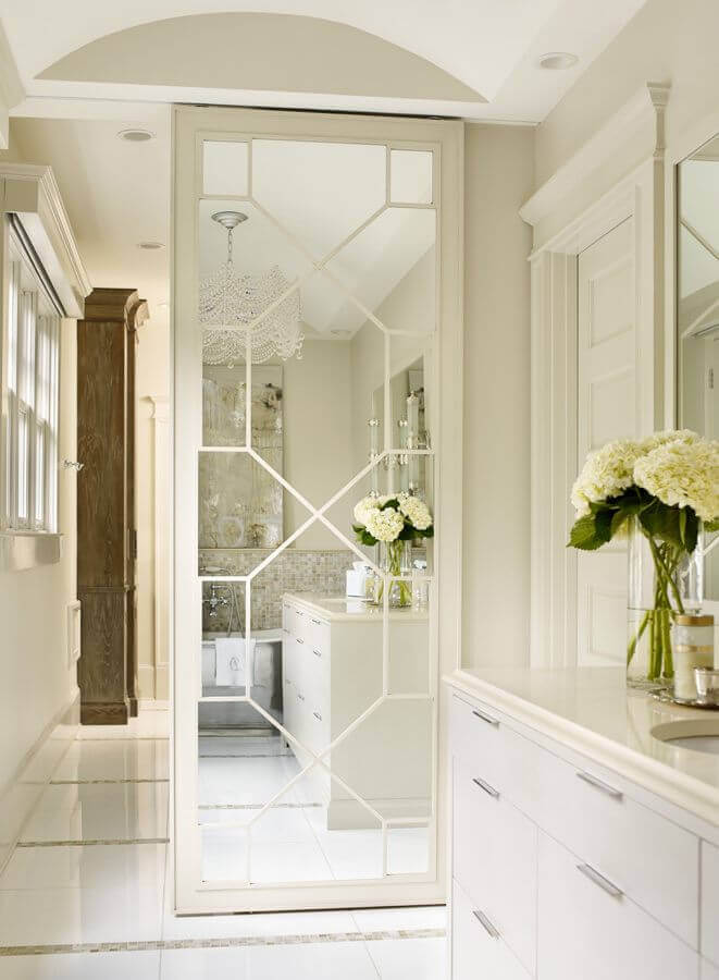 Mirrors make a space look larger Glitzy atlanta bathroom
