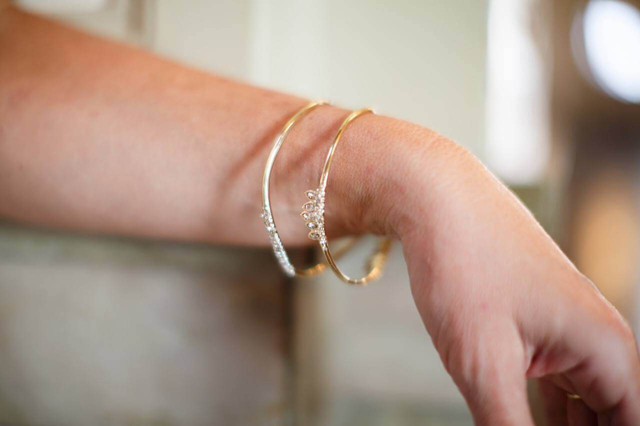 Abittar pave bangle $145, and Marquis cluster bracelet, $145 from Oak Hall. Abittar pave bangle $145, and Marquis cluster bracelet, $145 from Oak Hall.