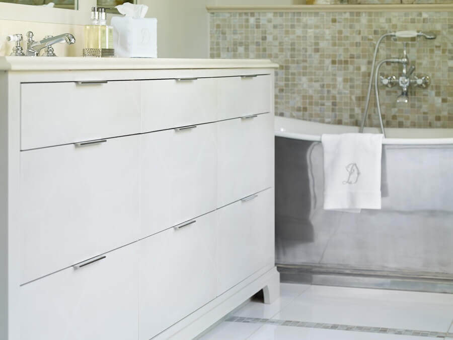 Every detail was considered and planned in this gorgeous bathroom. Glitzy atlanta bathroom