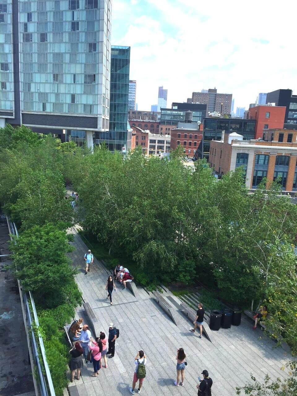 The balcony at the new Whitney Museum of Art affords a good view of The High Line, a paved walking trail on the west side of Manhattan.