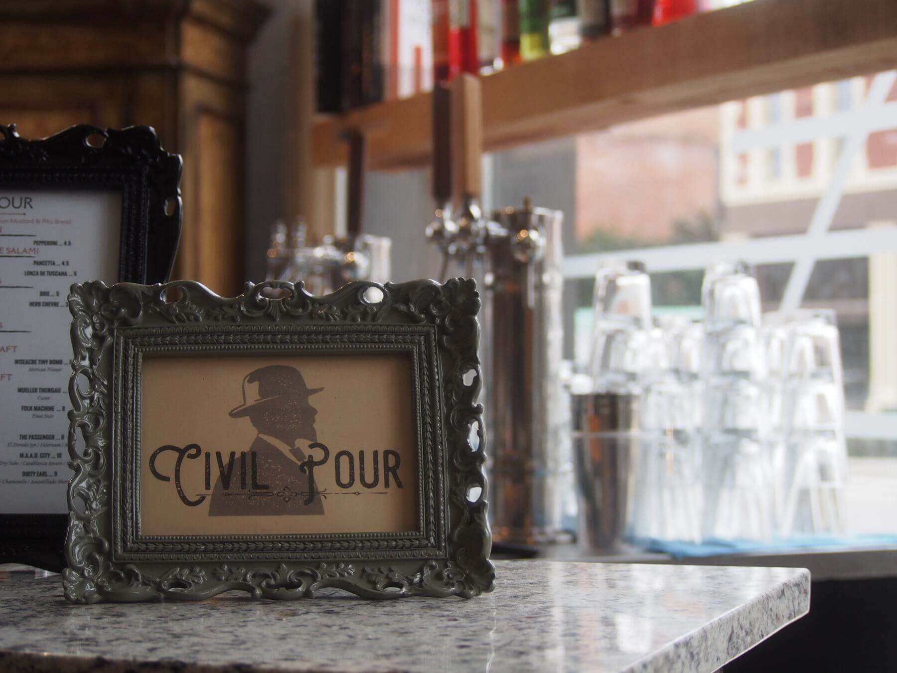 Civil Pour at The South Main Market is serves craft cocktails, local beers, and wines on tap. Image: Civil Pour