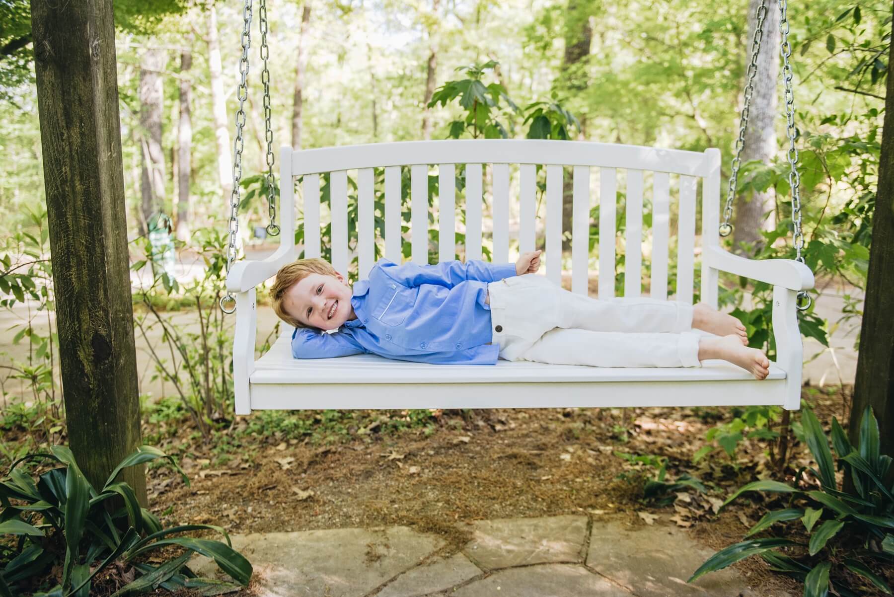From <a href="https://styleblueprint.com/birmingham/guide/b-kids/" target="_blank" rel="noopener">b.kids</a>: Blue button up, $42; White pants, $57