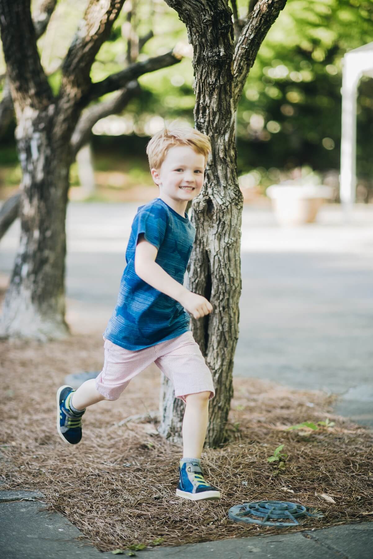 From <a href="https://styleblueprint.com/birmingham/guide/b-kids/" target="_blank" rel="noopener">b.kids</a>: Blue tee, $34.95; Striped shorts, $34.95