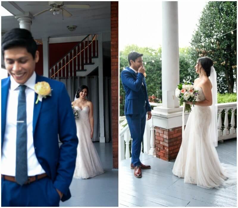 This groom marvels at his beautiful bride in her Ivory & White gown. Image: Melissa Dooley Photography This groom marvels at his beautiful bride in her Ivory & White gown. Image: Melissa Dooley Photography