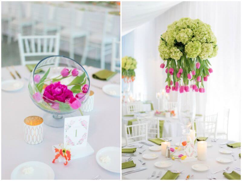 Pink and green served as the jumping off point for the floral design. Ashley says she absolutely loved every element.